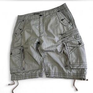 Grey and Black | Division E l Cargo Striped Shorts 100% Cotton Men's Size 40